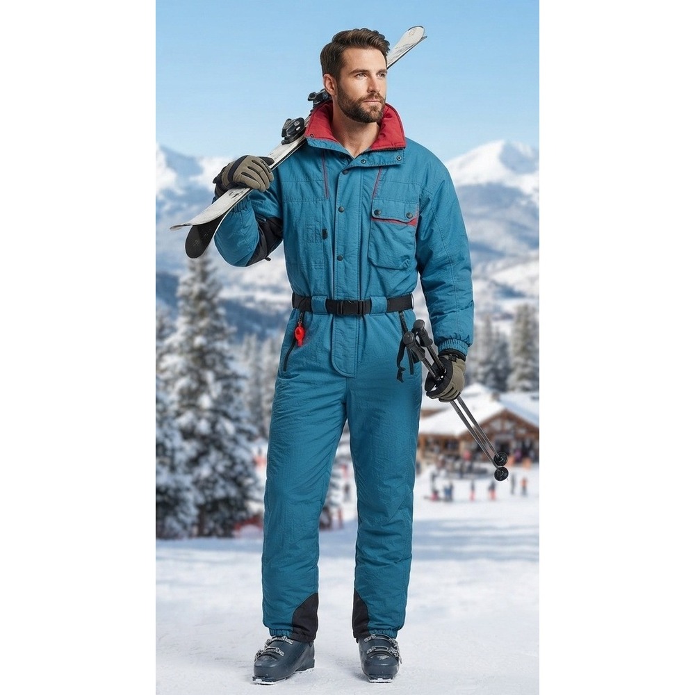 VTG Obermeyer Gondola Ski One Piece Snowsuit Snow Bib Retro Men's L Y2K Winter